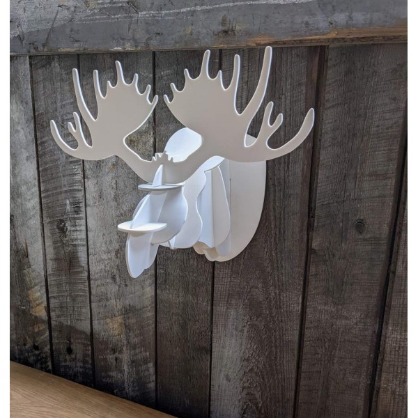 Trophée mural tête d'animal orignal gris 3D 